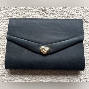 Elegant Black Clutch with Gold Accent
